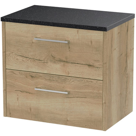 Hudson Reed Juno Autumn Oak 600mm Wall Hung 2-Drawer Vanity Unit & Laminate Top JNU1824LSB
