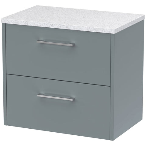 Hudson Reed Juno Coastal Grey 600mm Wall Hung 2-Drawer Vanity Unit & Laminate Top JNU2324LSW