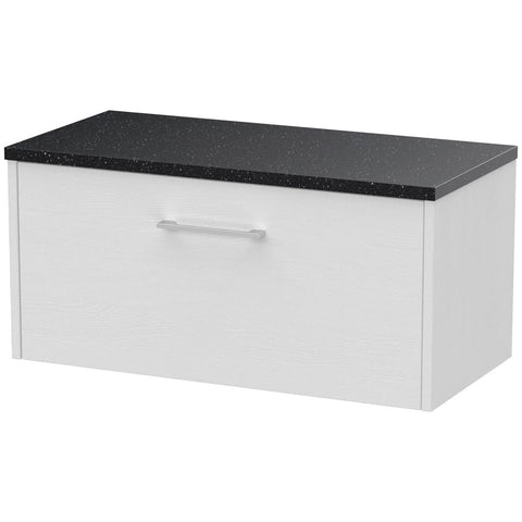 Hudson Reed Juno White Ash 800mm Wall Hung Single Drawer Vanity & Laminate Top JNU2125LSB