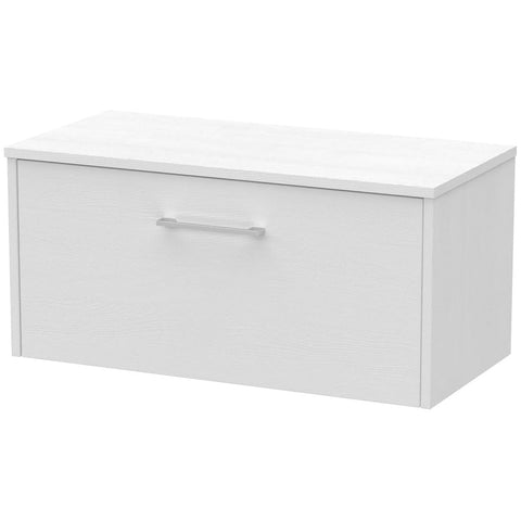 Hudson Reed Juno White Ash 800mm Wall Hung Single Drawer Vanity Unit & Worktop JNU2125W