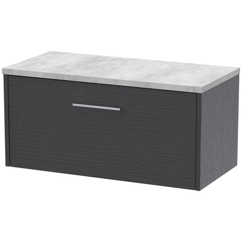 Hudson Reed Juno Graphite Grey 800mm Wall Hung Single Drawer Vanity & Laminate Top JNU2225LBG