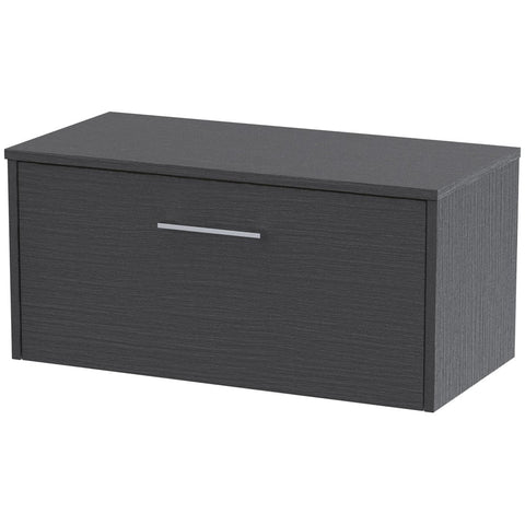 Hudson Reed Juno Graphite Grey 800mm Wall Hung Single Drawer Vanity & Worktop JNU2225W