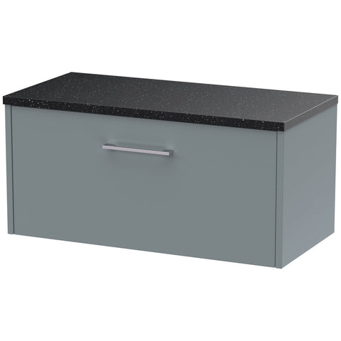 Hudson Reed Juno Coastal Grey 800mm Wall Hung Single Drawer Vanity & Laminate Top JNU2325LSB