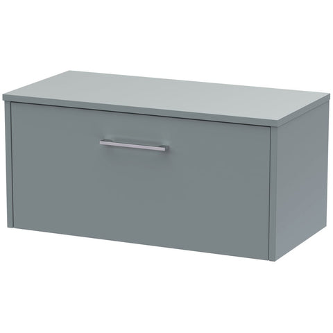 Hudson Reed Juno Coastal Grey 800mm Wall Hung Single Drawer Vanity Unit & Worktop JNU2325W