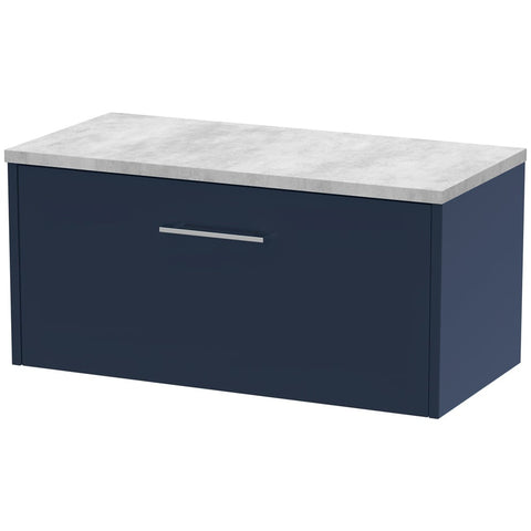 Hudson Reed Juno Electric Blue 800mm Wall Hung Single Drawer Vanity & Laminate Top JNU1725LBG