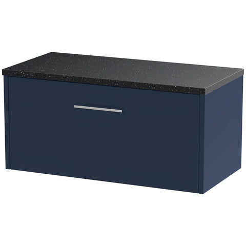 Hudson Reed Juno Electric Blue 800mm Wall Hung Single Drawer Vanity & Laminate Top JNU1725LSB