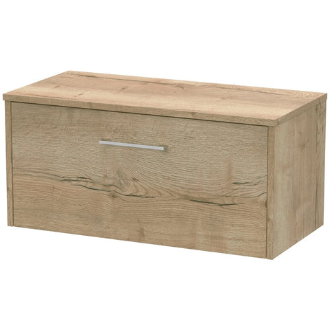 Hudson Reed Juno Autumn Oak 800mm Wall Hung Single Drawer Vanity Unit & Worktop JNU1825W