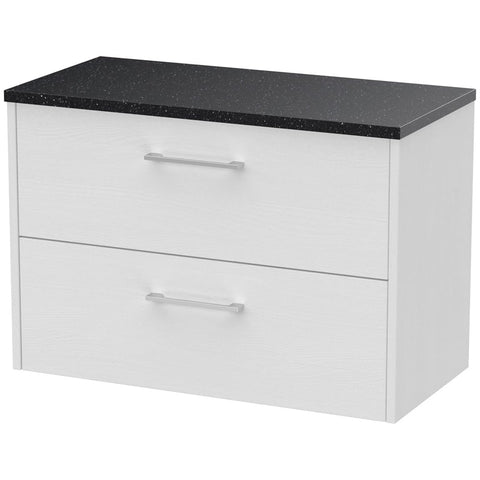 Hudson Reed Juno White Ash 800mm Wall Hung 2-Drawer Vanity Unit & Laminate Top JNU2126LSB