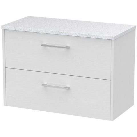 Hudson Reed Juno White Ash 800mm Wall Hung 2-Drawer Vanity Unit & Laminate Top JNU2126LSW