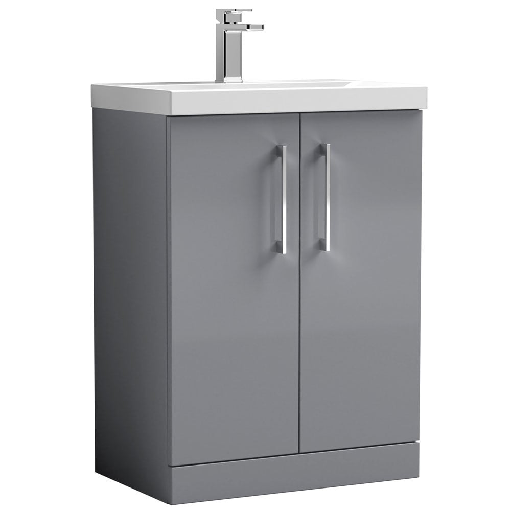 Nuie Cloud Grey with Brass Finish Bathroom Suite Set