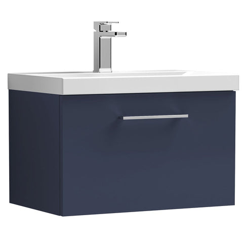 Nuie Arno Electric Blue 600mm Wall Hung 1-Drawer Vanity & Basin 1