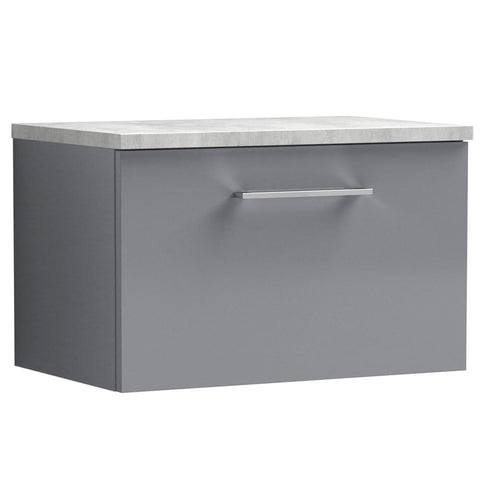 Nuie Arno Cloud Grey 600mm Wall Hung 1-Drawer Vanity & Laminate Top