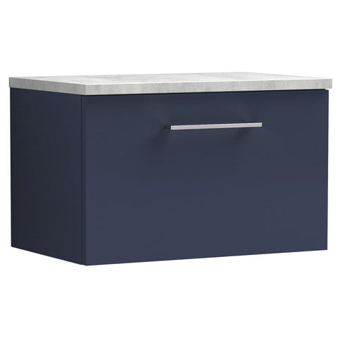 Nuie Arno Electric Blue 600mm Wall Hung 1-Drawer Vanity & Laminate Top