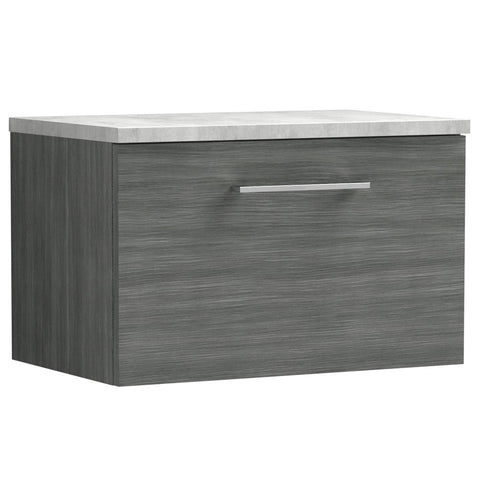 Nuie Arno Anthracite 600mm Wall Hung 1-Drawer Vanity & Laminate Top