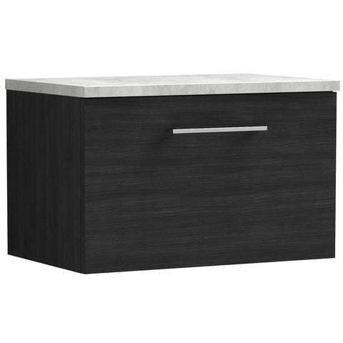 Nuie Arno Charcoal Black 600mm Wall Hung 1-Drawer Vanity & Laminate Top