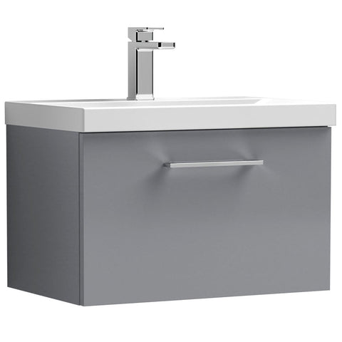 Nuie Arno Cloud Grey 600mm Wall Hung 1-Drawer Vanity & Basin 1