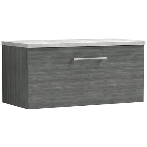 Nuie Arno Anthracite 800 Wall Hung Single Drawer Vanity Unit & Laminate Top