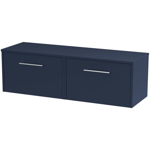 Hudson Reed Juno Electric Blue 1200mm Wall Hung 2-Drawer Vanity Unit & Worktop