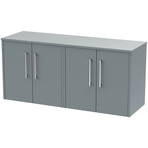 Hudson Reed Juno Coastal Grey 1200mm Wall Hung 4-Door Vanity Unit & Worktop