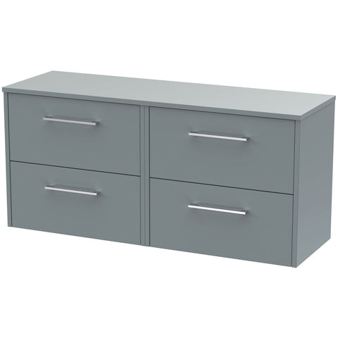 Hudson Reed Juno Coastal Grey 1200mm Wall Hung 4-Drawer Vanity Unit & Worktop