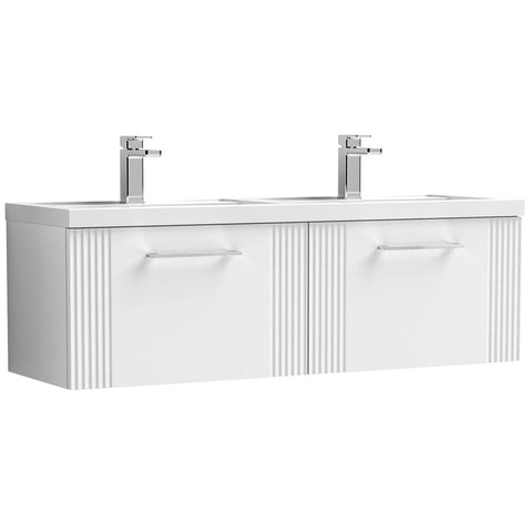 Nuie Deco Satin 1200mm Wall Hung 2-Drawer Vanity Unit with Double Basin