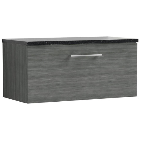 Nuie Arno Anthracite 800mm Wall Hung 1-Drawer Vanity & Laminate Top ARN525LSB