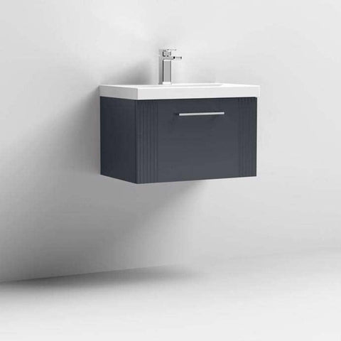 Nuie Deco Satin 600mm Wall Hung Single Drawer Vanity Unit & Basin