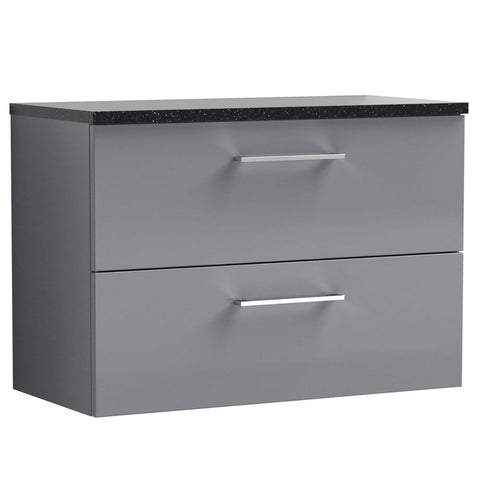 Nuie Arno Cloud Grey 800mm Wall Hung 2-Drawer Vanity Unit & Laminate Top ARN1326LSB