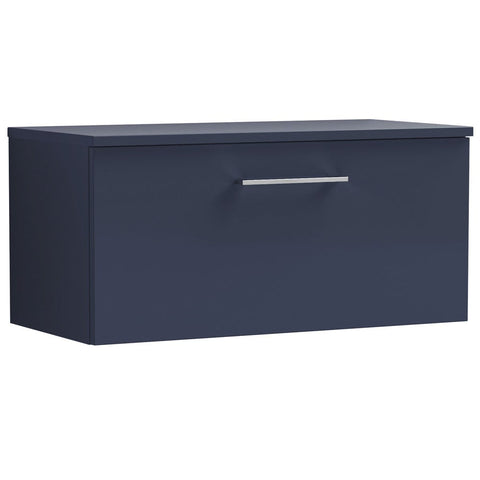 Nuie Arno Electric Blue 800mm Wall Hung 1-Drawer Vanity & Worktop