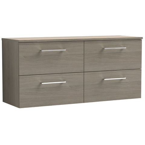 Nuie Arno Solace Oak 1200 Wall Hung 4-Drawer Vanity Unit & Worktop