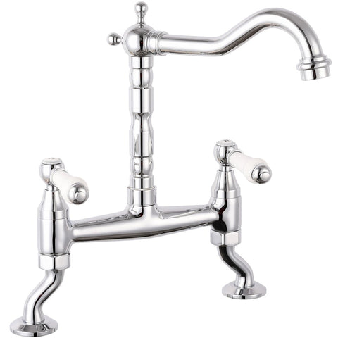 Reginox Utica Bridge Chrome Twin Lever Kitchen Sink Mixer Tap