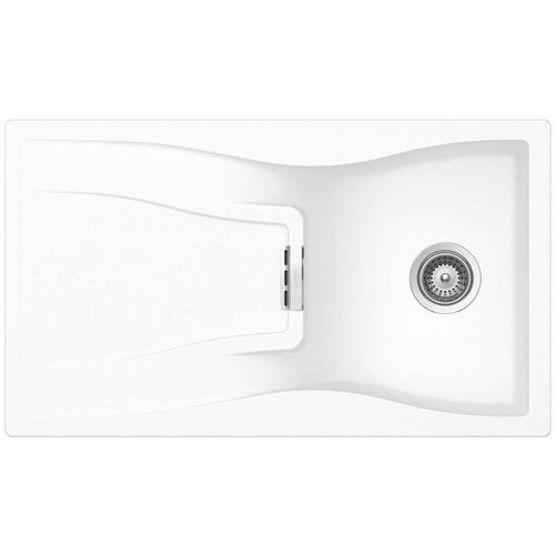 Schock Waterfall D100 1.0 Bowl Granite Polaris White Kitchen Sink & Waste