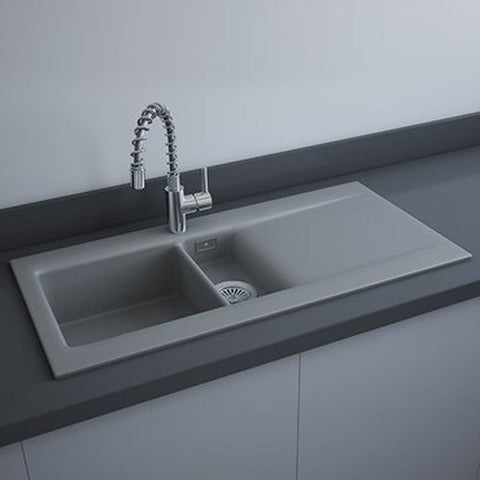 RAK Dream 1.5 Bowl Matt Grey Reversible Ceramic Kitchen Sink