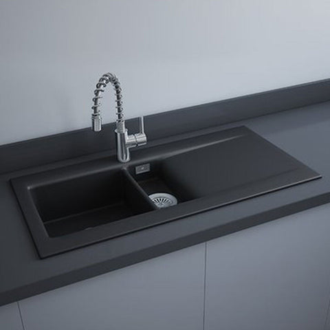 RAK Dream 1.5 Bowl Matt Black Reversible Ceramic Kitchen Sink