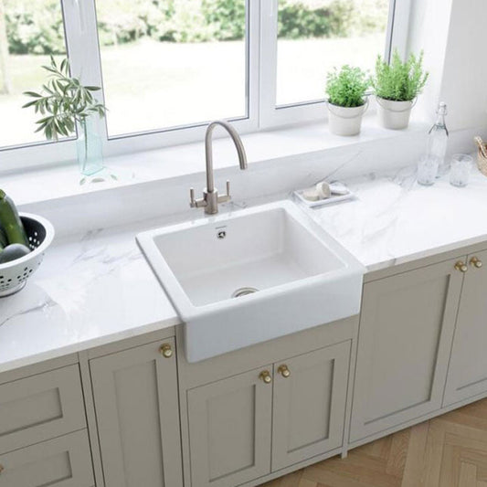 Rangemaster Hartland 1.0 Bowl Ceramic White Kitchen Sink & Waste