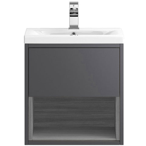 Hudson Reed Coast Grey Gloss 500mm Wall Hung Cabinet & Basin 1 - CST884E