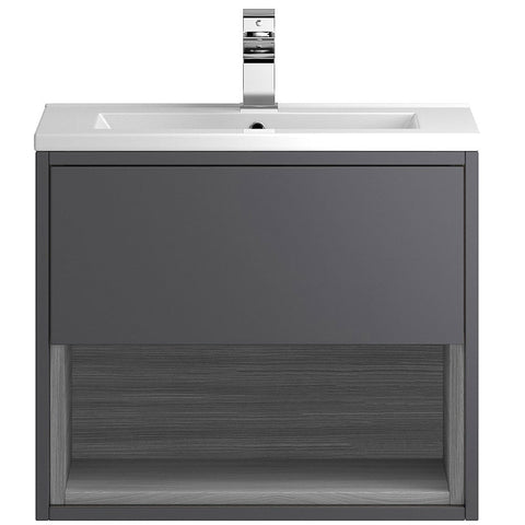 Hudson Reed Coast Grey Gloss 600mm Wall Hung Cabinet & Basin 2 - CST886