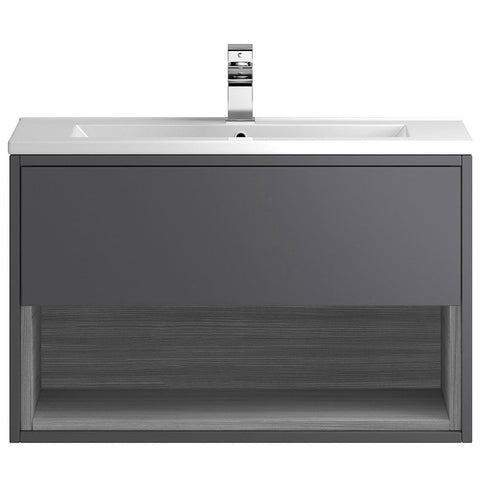 Hudson Reed Coast Grey Gloss 800mm Wall Hung Cabinet & Basin 2 - CST888