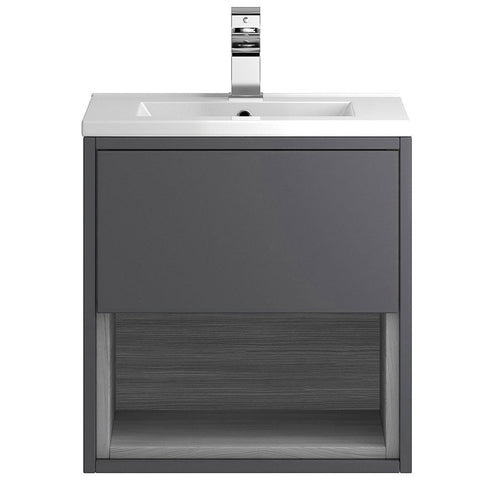 Hudson Reed Coast Grey Gloss 500mm Wall Hung Cabinet & Basin 2 - CST975