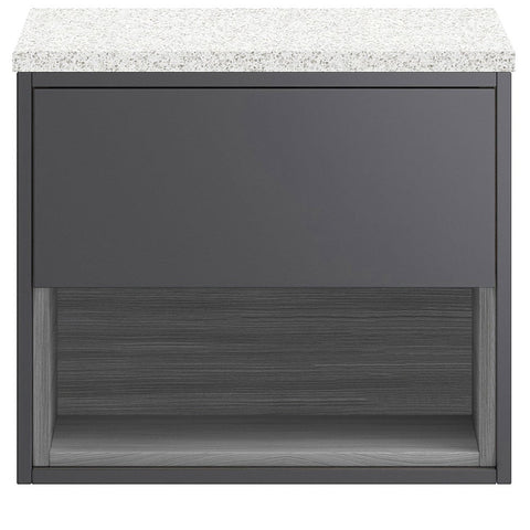 Hudson Reed Coast Gloss Grey 600mm Wall Hung Cabinet & White Worktop CST886LSW
