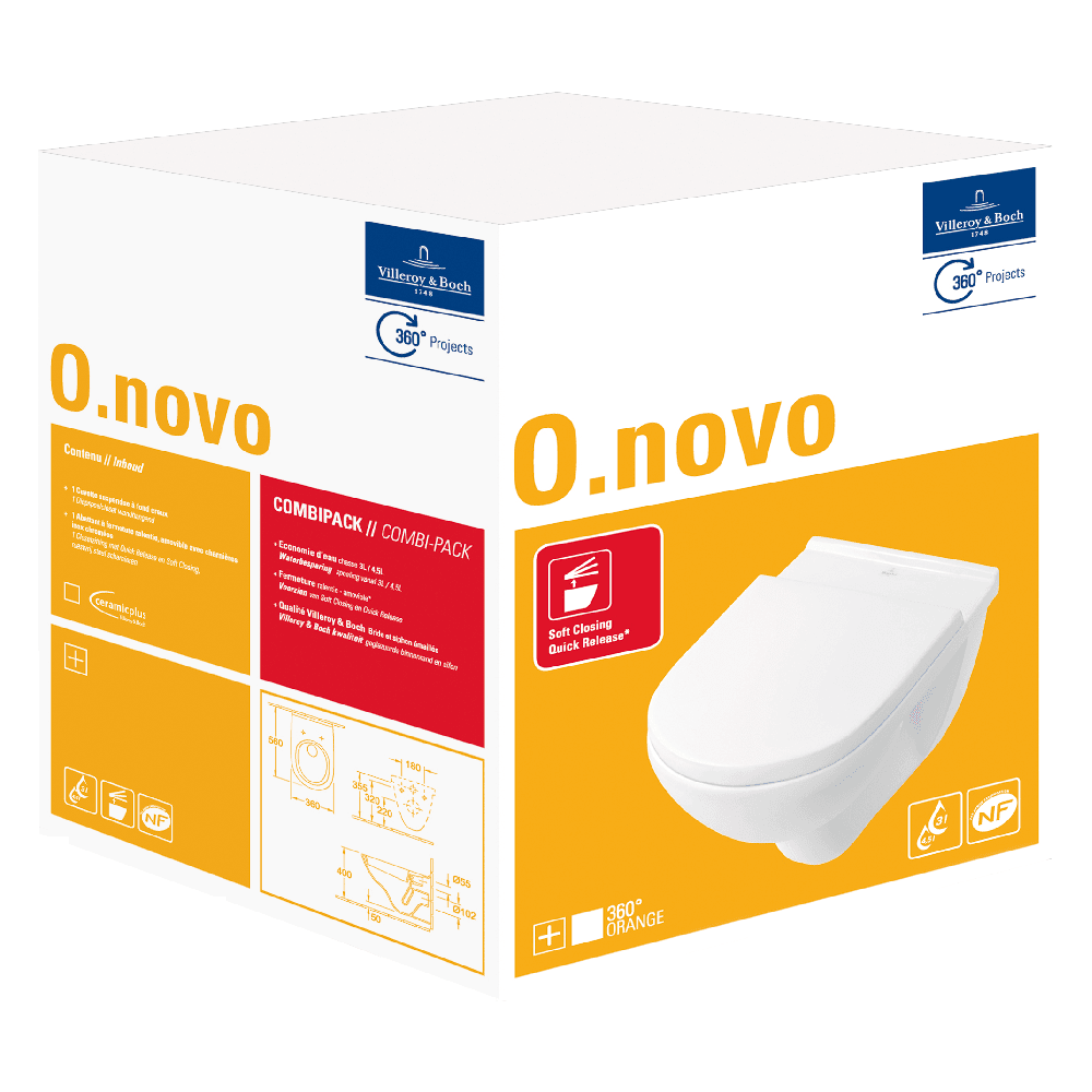 Villeroy & Boch O.novo Combi-Pack, wall-mounted, White Alpin 5660H101