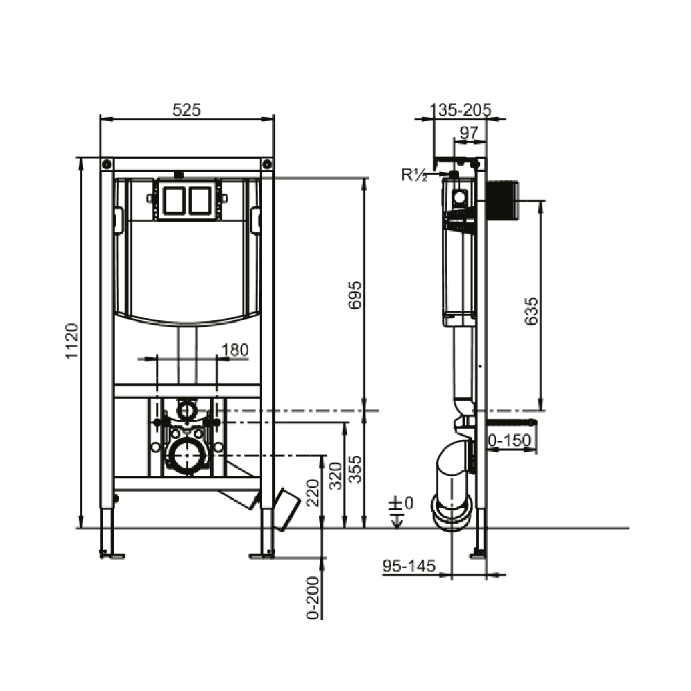 Villeroy & Boch ViConnect Toilet Installation System 545 x 145 x 1155 mm