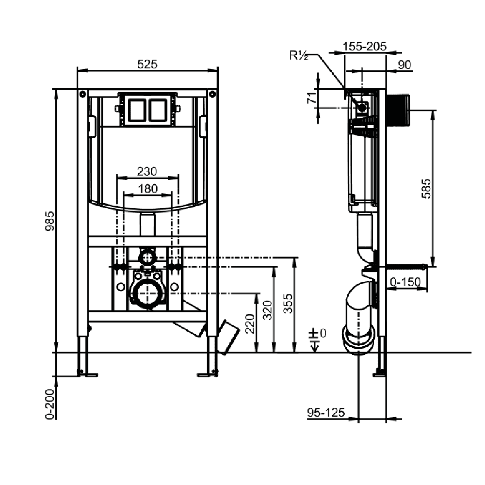 Villeroy & Boch ViConnect Toilet Installation System 525x985x155mm