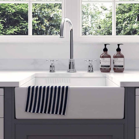 LSC Intermediate 500x400x145 Ceramic Belfast Butler Kitchen Sink & Waste