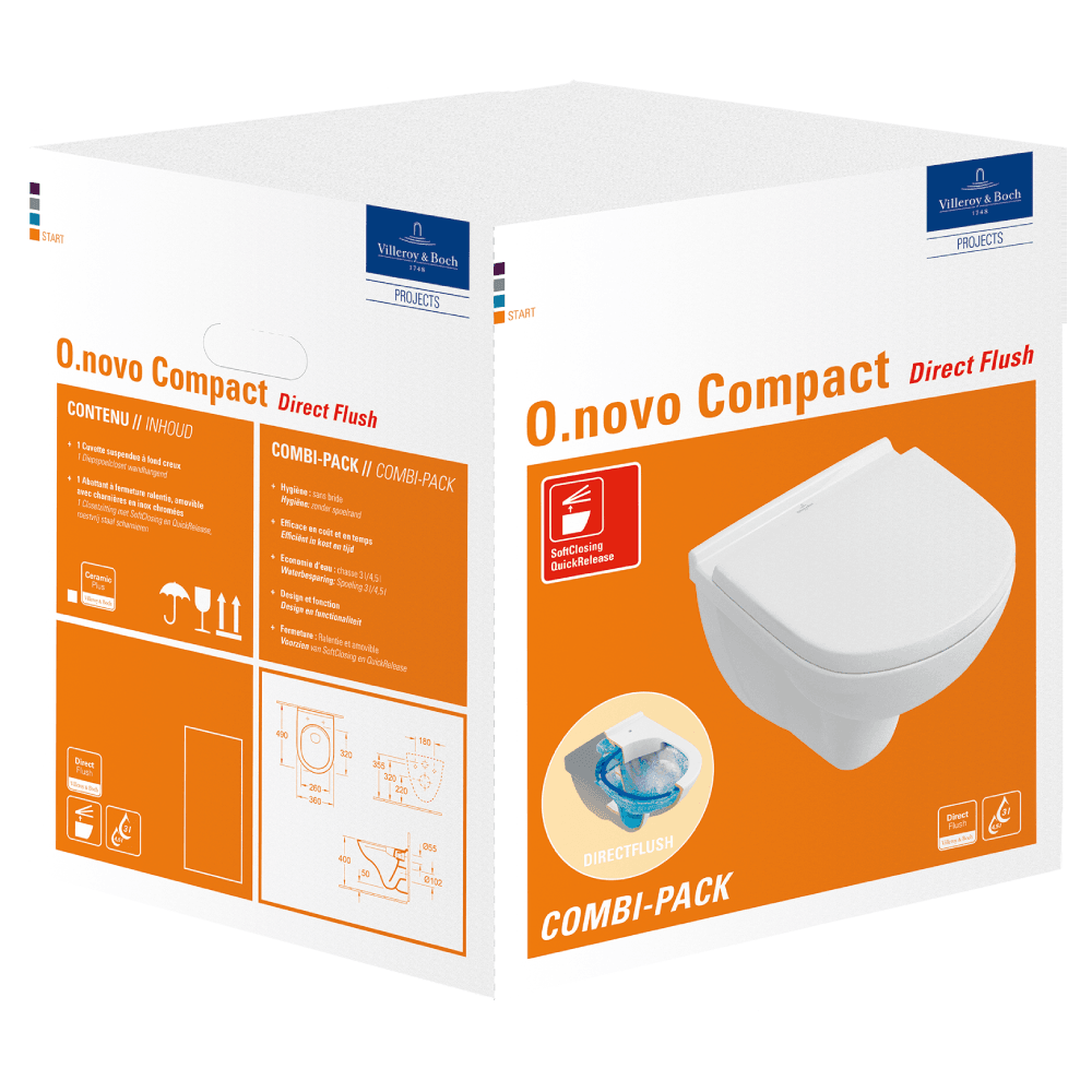 Villeroy & Boch O.novo Combi-Pack, wall-mounted, White Alpin 5688HR01