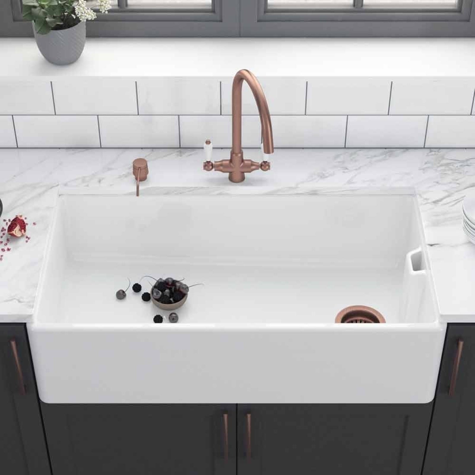 LSC Belfast 895 XL 1.0 Bowl Fireclay Ceramic Kitchen Sink with Waste Options