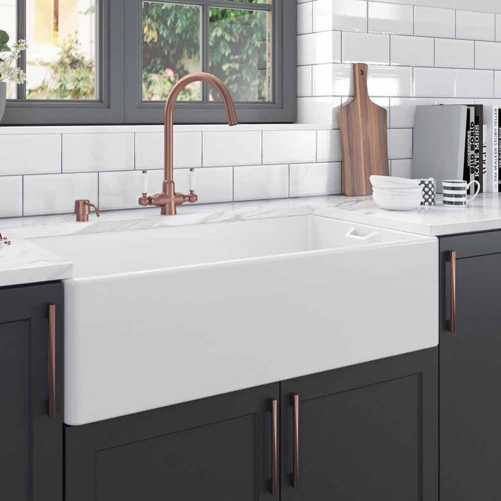 LSC Belfast 895 XL 1.0 Bowl Fireclay Ceramic Kitchen Sink with Waste Options