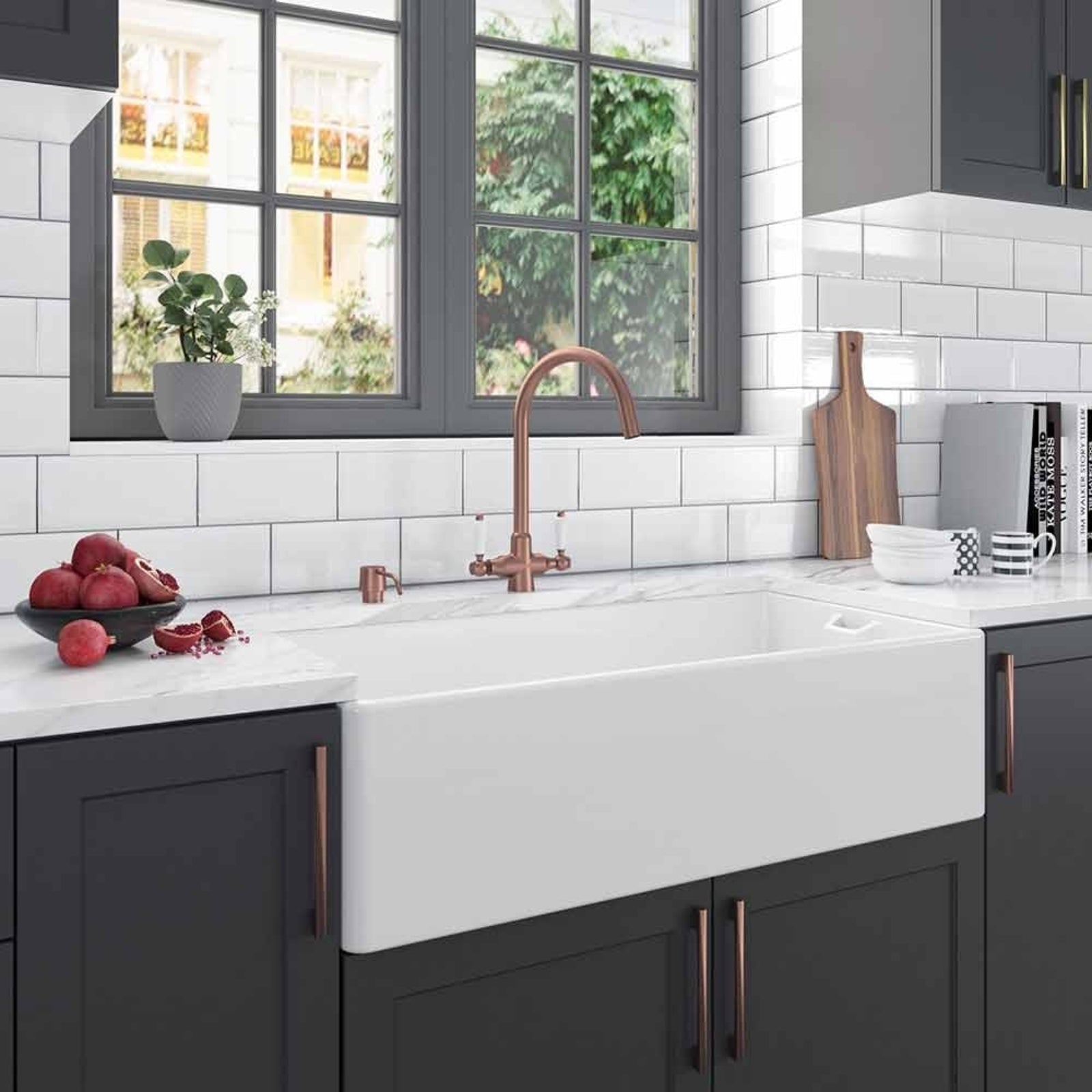 LSC Belfast 895 XL 1.0 Bowl Fireclay Ceramic Kitchen Sink with Waste Options
