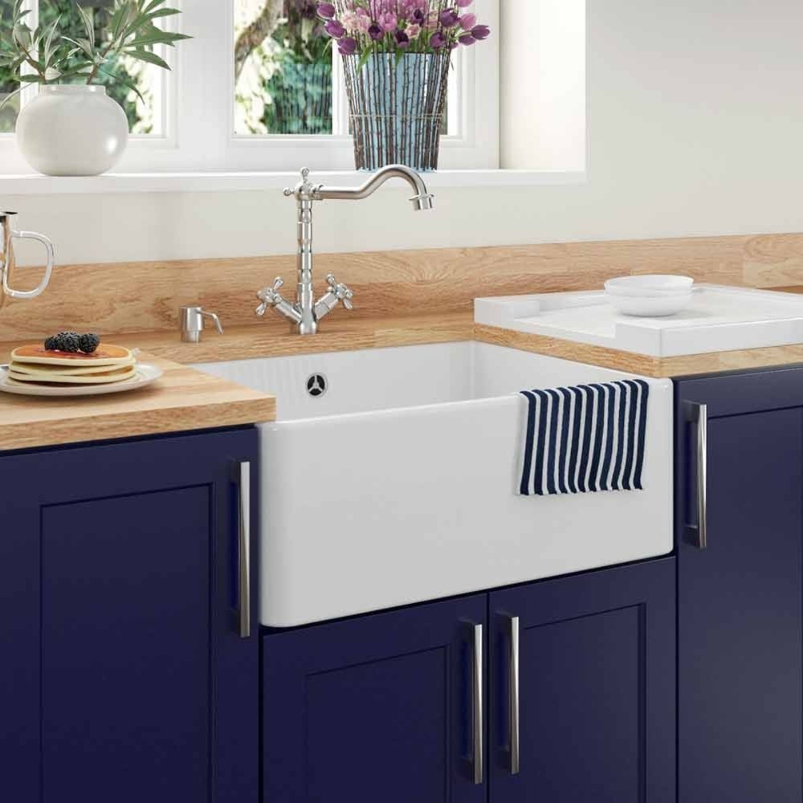 LSC Butler 595 1.0 Bowl Fireclay Ceramic Kitchen Sink with Waste Options