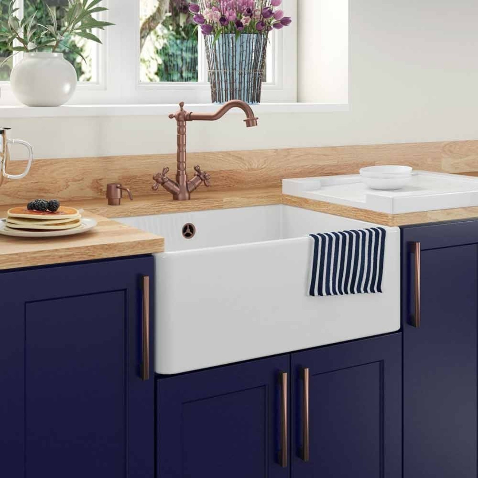 LSC Butler 595 1.0 Bowl Fireclay Ceramic Kitchen Sink with Waste Options
